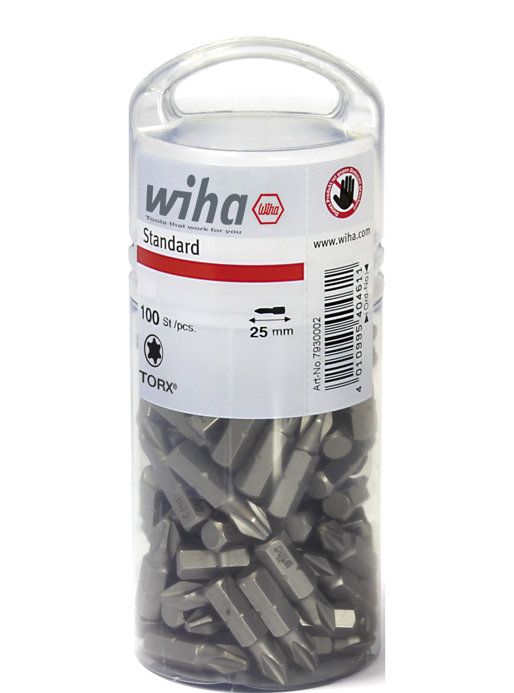 Wiha Bitset Standard 25 mm TORX® (T20) 100-delig 1/4" in grootverpakking - 40463