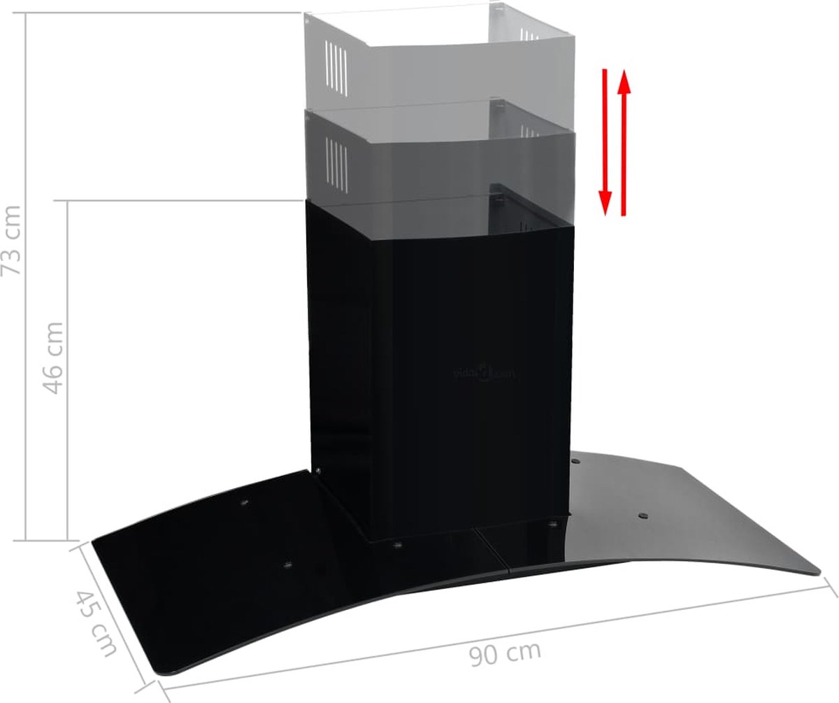 Vidaxl Wandafzuigkap 756 M³/u 90 Cm Roestvrij Staal - Zwart
