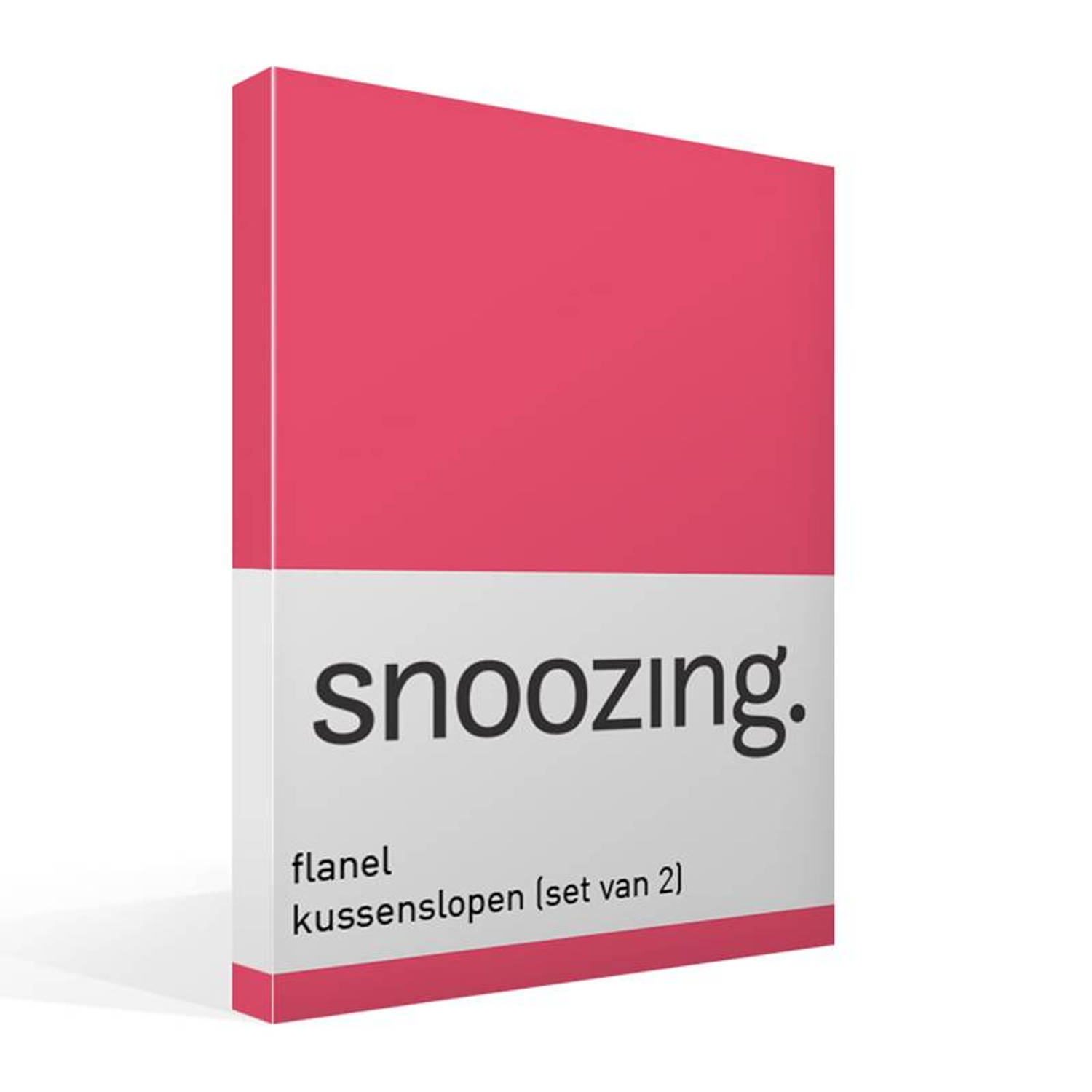 Snoozing Flanel Kussenslopen (Set Van 2) - 100% Geruwde Flanel-katoen - 40x60 Cm - Kindermaat - Fuchsia - Roze