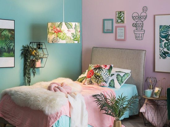 Beliani Flamingo Hanglamp Polyester 50 X 50 Cm - Groen