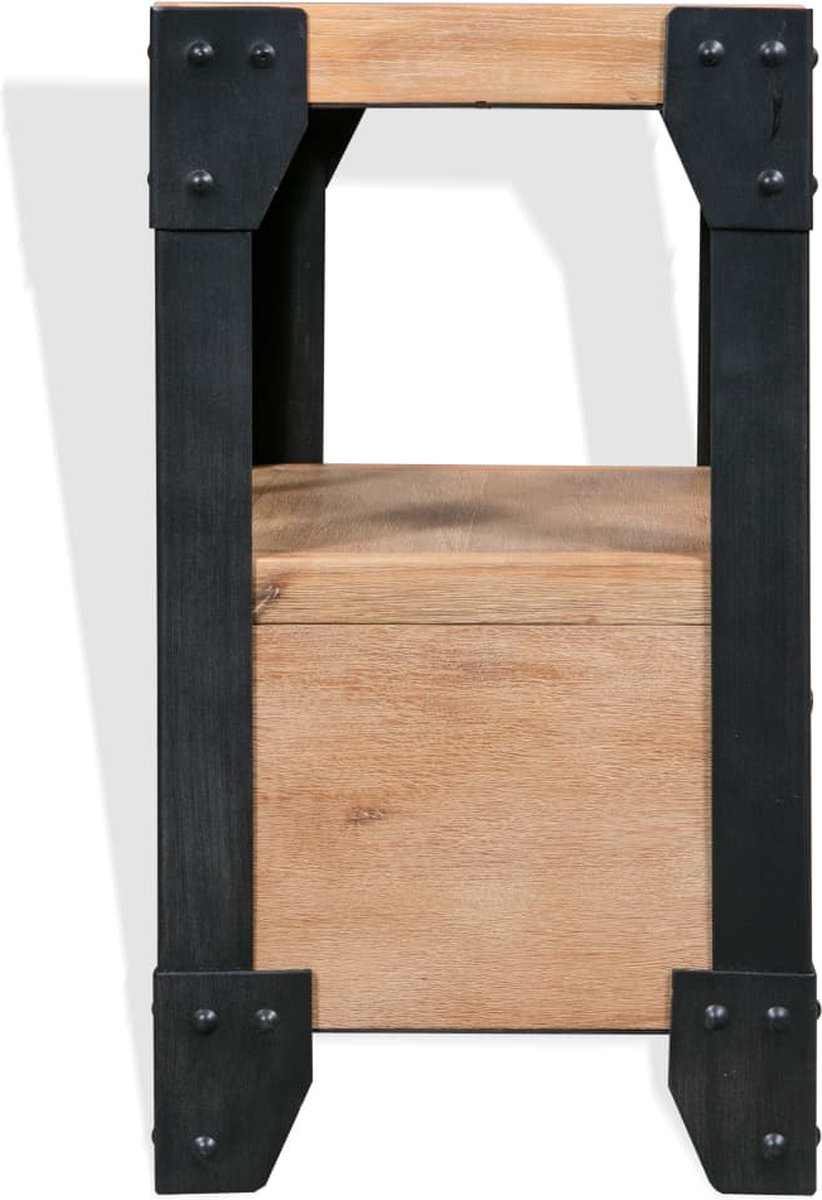 Vidaxl Nachtkastje 40x30x54 Cm Massief Acaciahout Staal - Bruin