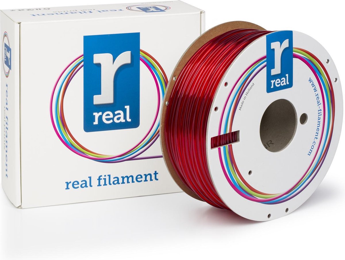 3D filamenten REAL Filament PETG transparant rood 2.85mm (1kg)
