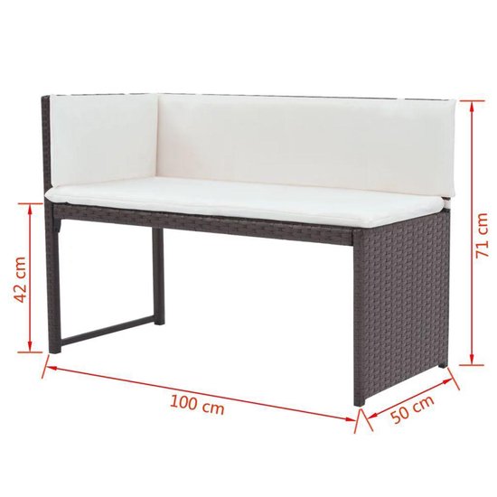Vidaxl 5-delige Tuinset Staal Poly Rattan - Bruin