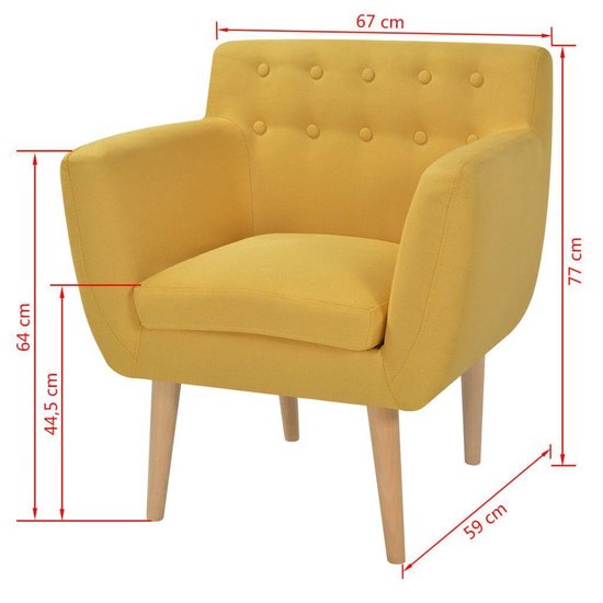 Vidaxl Fauteuil Stof - Geel