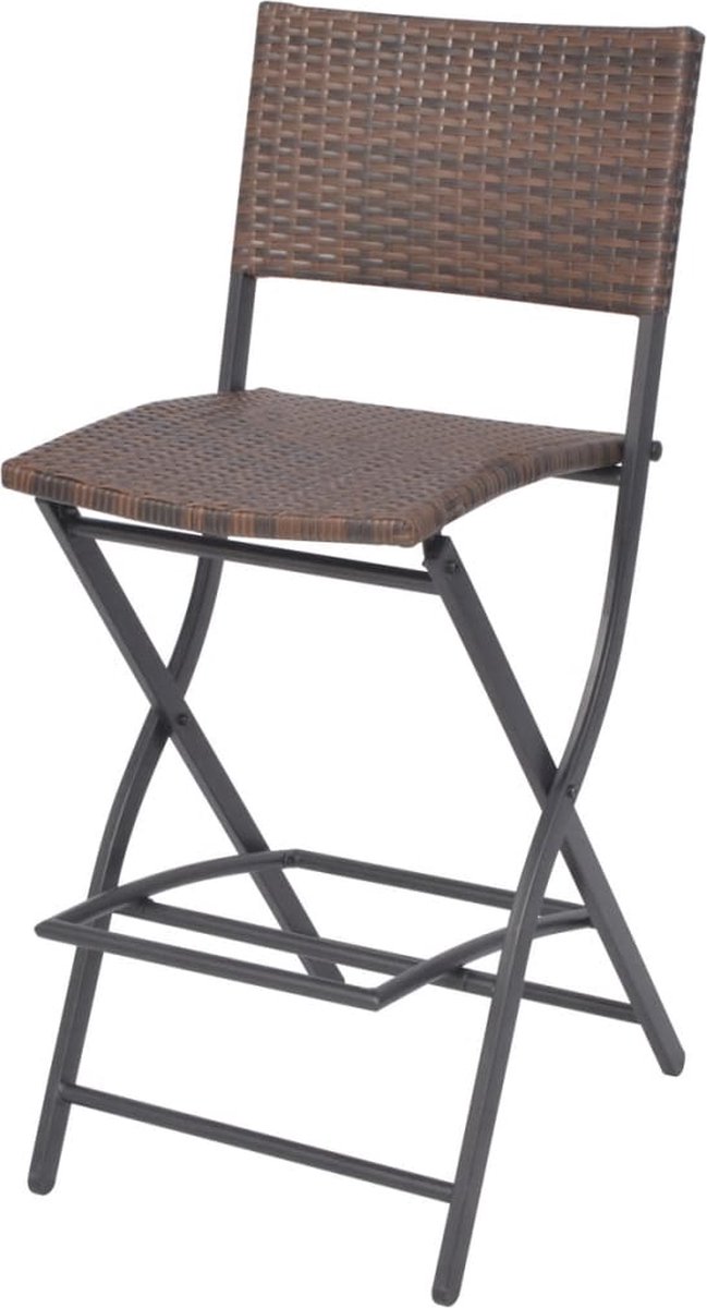 Vidaxl 7-delige Tuinset Inklapbaar Staal Poly Rattan - Bruin
