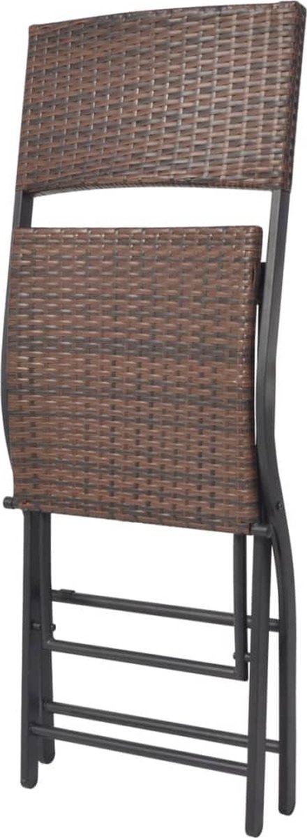 Vidaxl 7-delige Tuinset Inklapbaar Staal Poly Rattan - Bruin