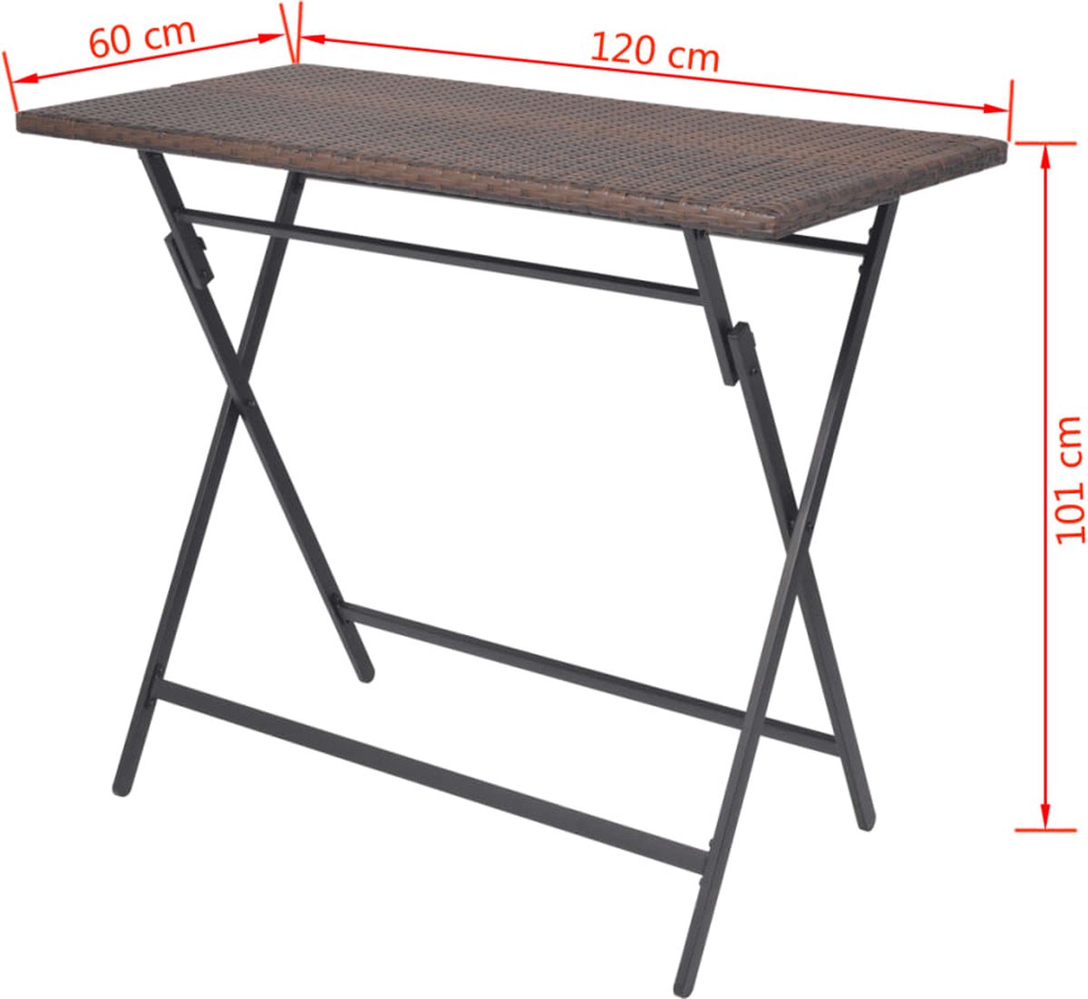 Vidaxl 7-delige Tuinset Inklapbaar Staal Poly Rattan - Bruin
