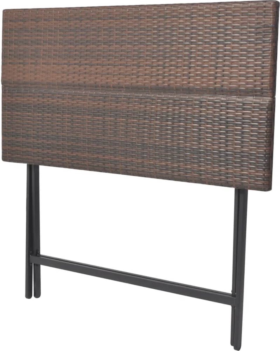 Vidaxl 7-delige Tuinset Inklapbaar Staal Poly Rattan - Bruin