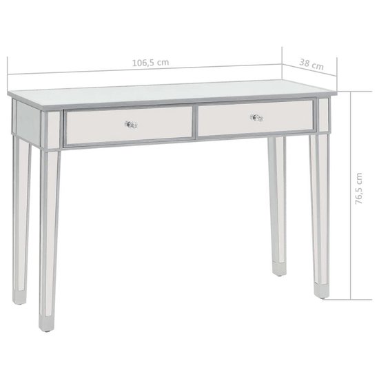 Vidaxl Wandtafel Gespiegeld 106,5x38x76,5 Cm Mdf En Glas - Silver