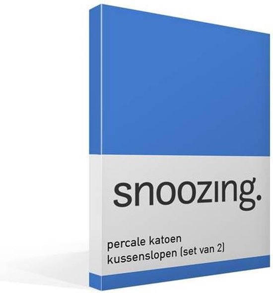 Snoozing Percale Katoen Kussenslopen (Set Van 2) - 100% Percale Katoen - 60x70 Cm - Standaardmaat - Meermin - Blauw