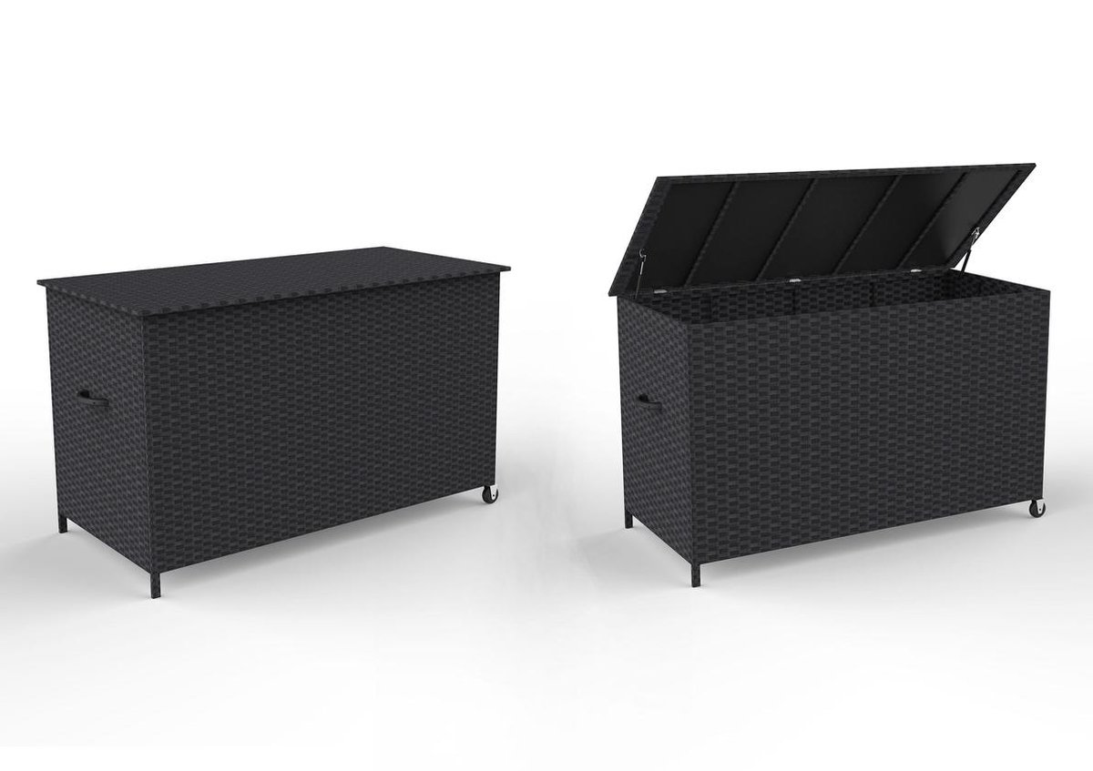 Lamar Tuintoebehor Kussen Opbergbox Met Wielen. - Zwart