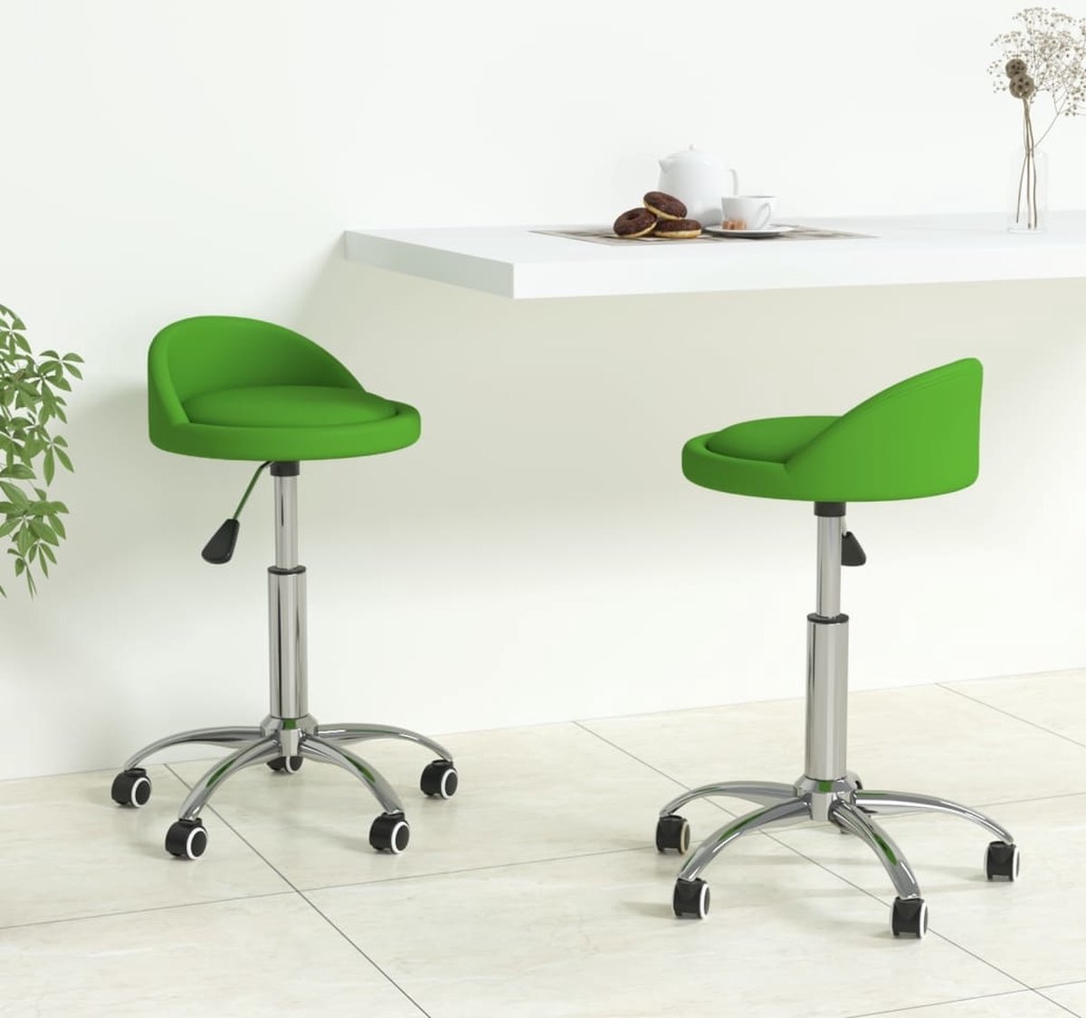 Vidaxl Eetkamerstoelen Draaibaar 2 St Kunstleer - Groen