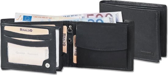 Rinaldo Leren Heren Portemonnee Billfold - Zwart