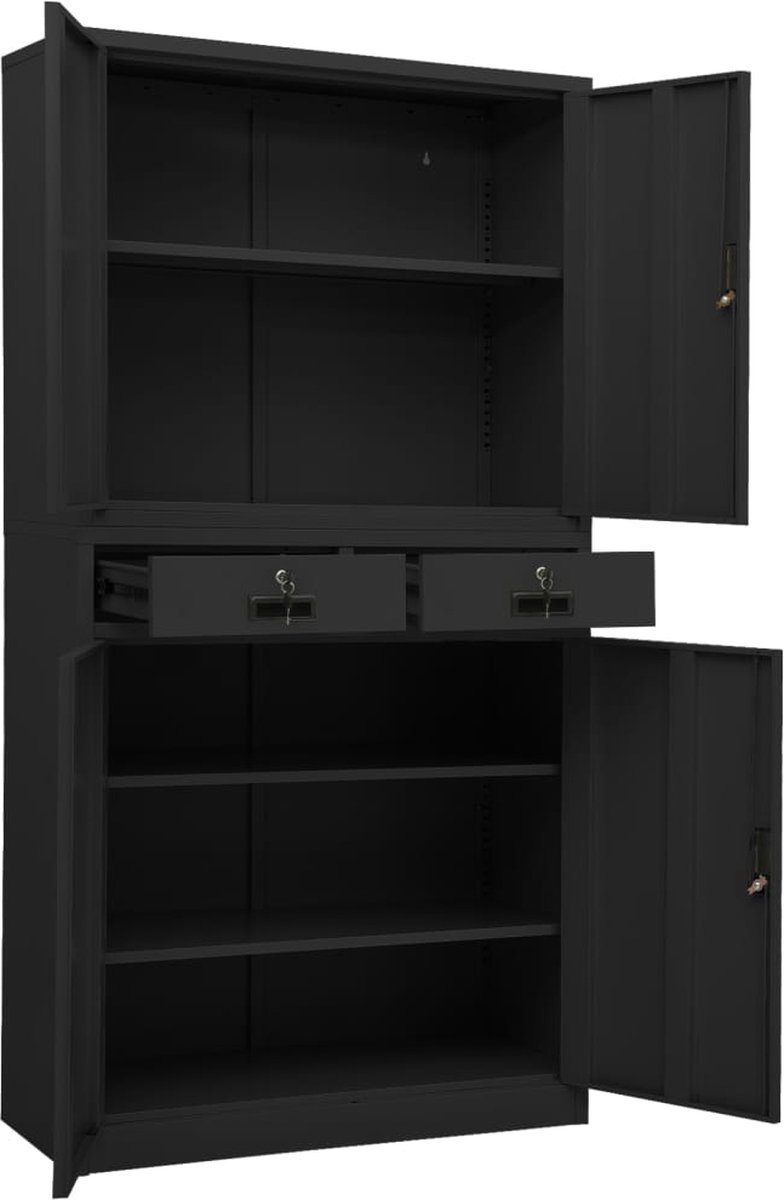 Vidaxl Kantoorkast 90x40x180 Cm Staal Antracietkleurig