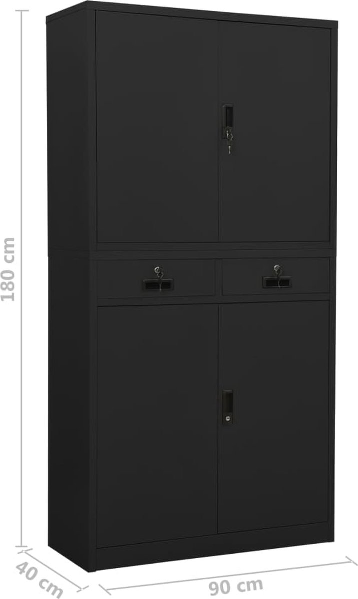 Vidaxl Kantoorkast 90x40x180 Cm Staal Antracietkleurig