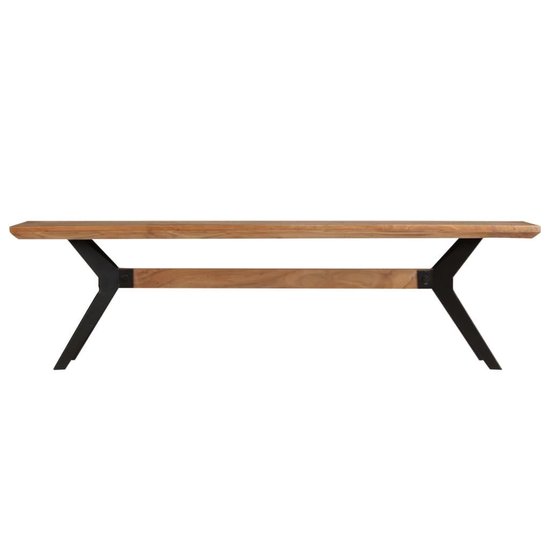 Vidaxl Eetkamerbank 160x40x45 Cm Massief Acaciahout En Staal - Bruin