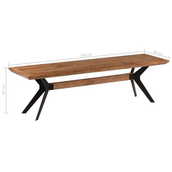 Vidaxl Eetkamerbank 160x40x45 Cm Massief Acaciahout En Staal - Bruin