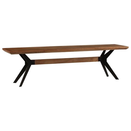 Vidaxl Eetkamerbank 160x40x45 Cm Massief Acaciahout En Staal - Bruin