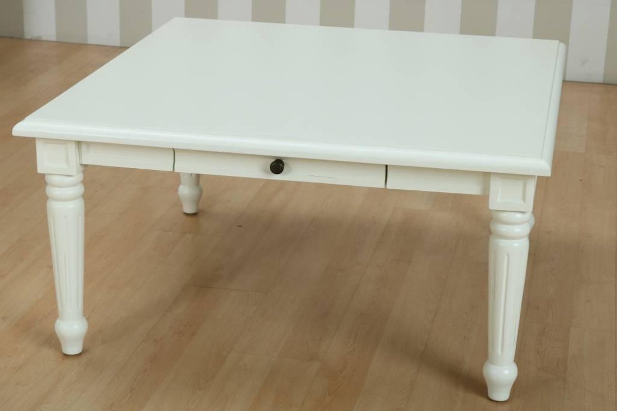 Mozart Salontafel 100x100 Cm Met 1 Lade In Antiek, Antiek Gepatineerd. - Wit