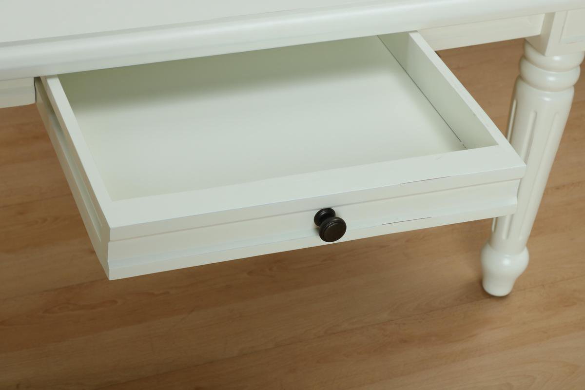 Mozart Salontafel 100x100 Cm Met 1 Lade In Antiek, Antiek Gepatineerd. - Wit