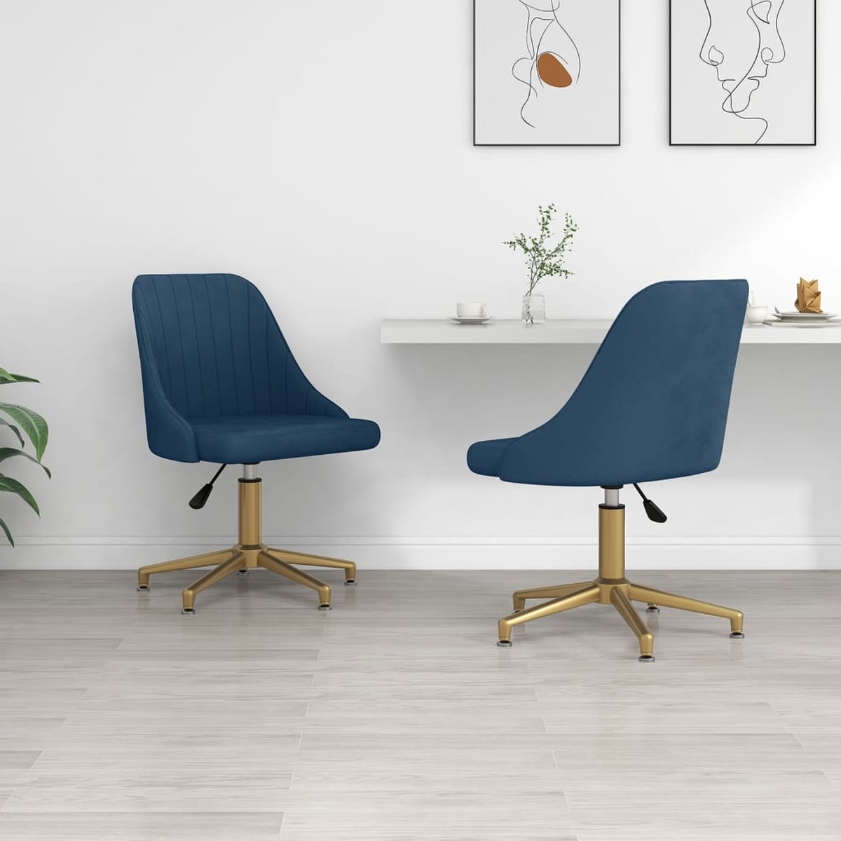 Vidaxl Eetkamerstoelen Draaibaar 2 St Fluweel - Blauw