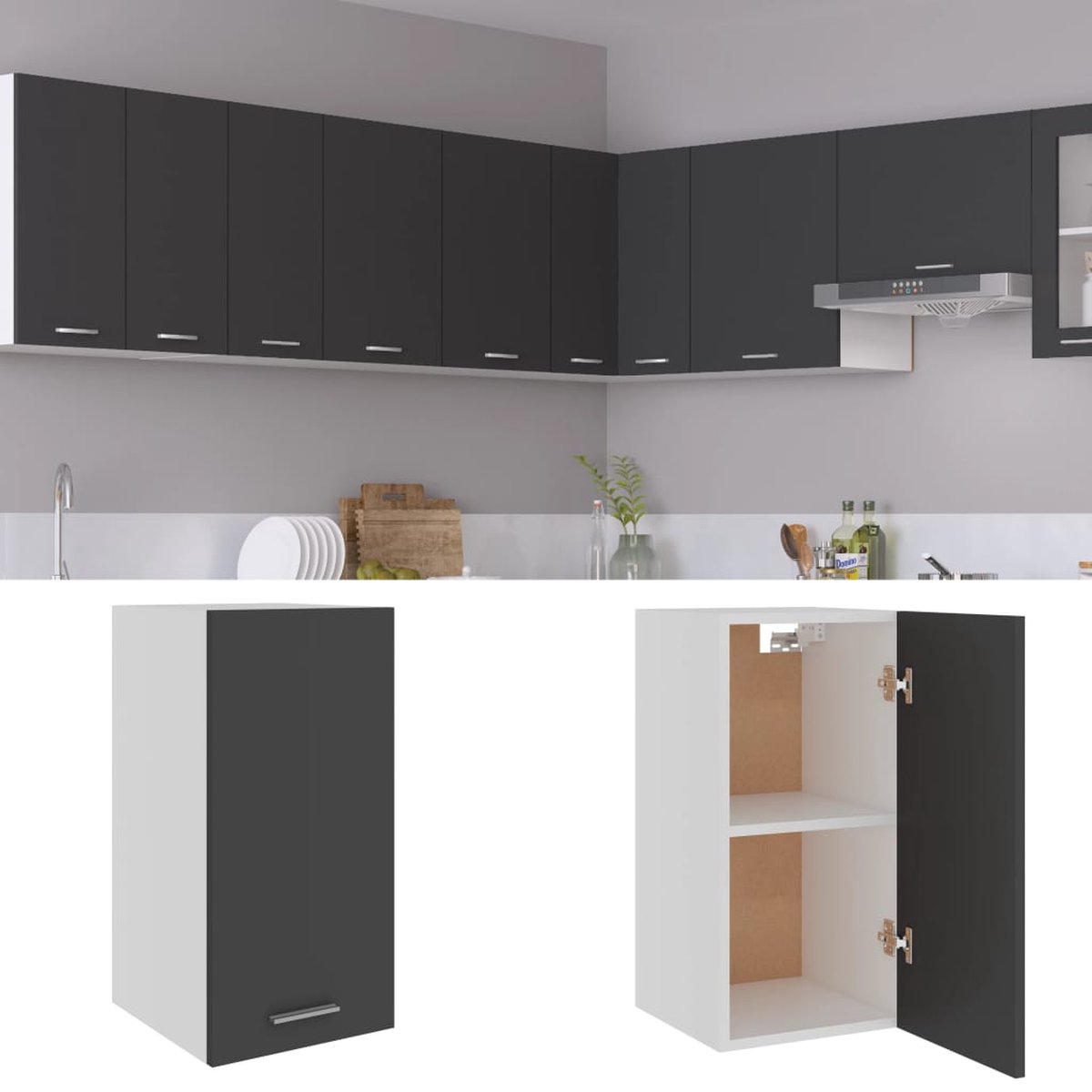 Vidaxl Hangkast 29,5x31x60 Cm Spaanplaat - Grijs