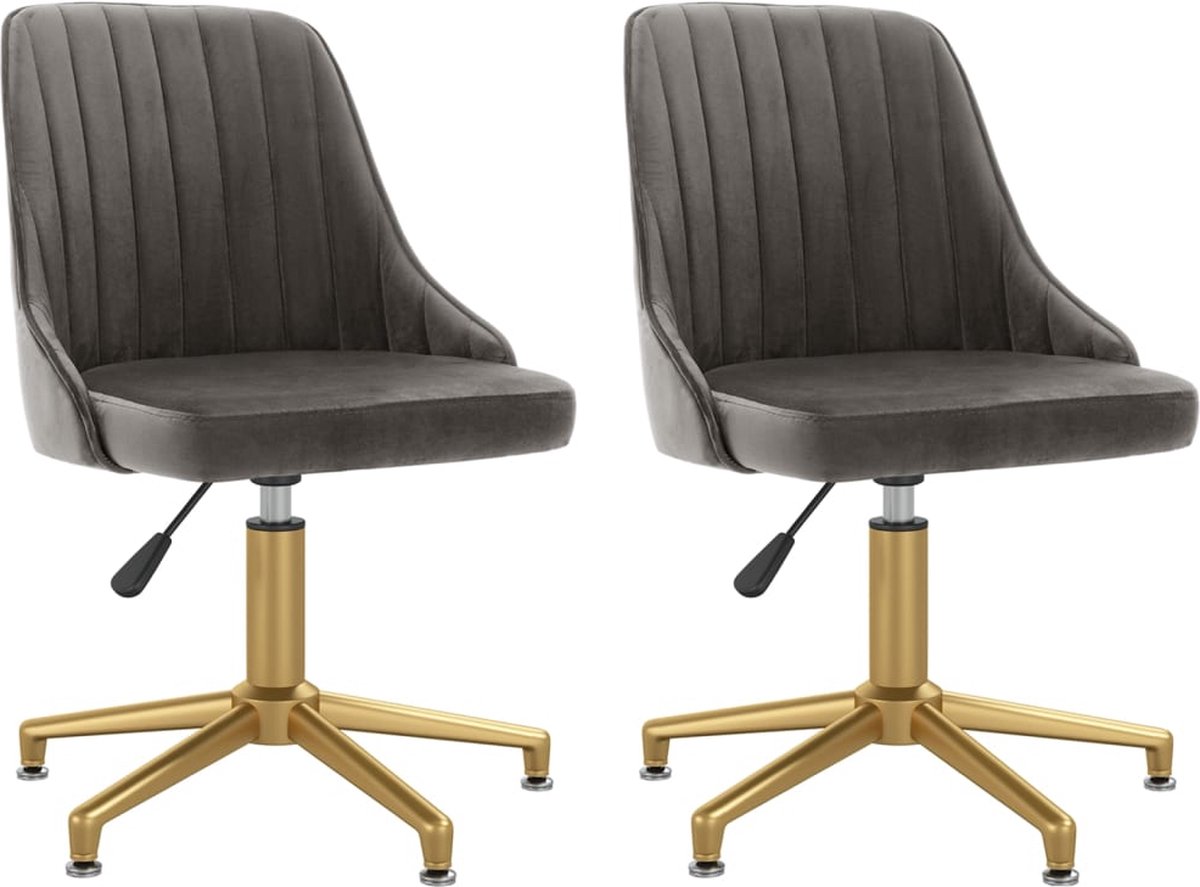 Vidaxl Eetkamerstoelen Draaibaar 2 St Fluweel Donker - Grijs
