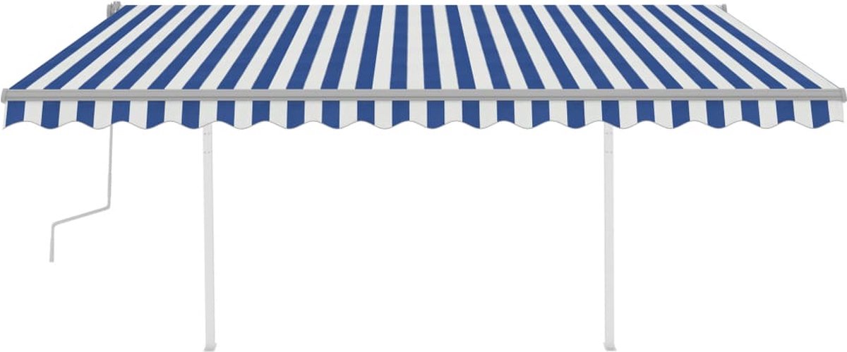 Vidaxl Luifel Handmatig Uittrekbaar Met Palen 4x3 M En - Blauw