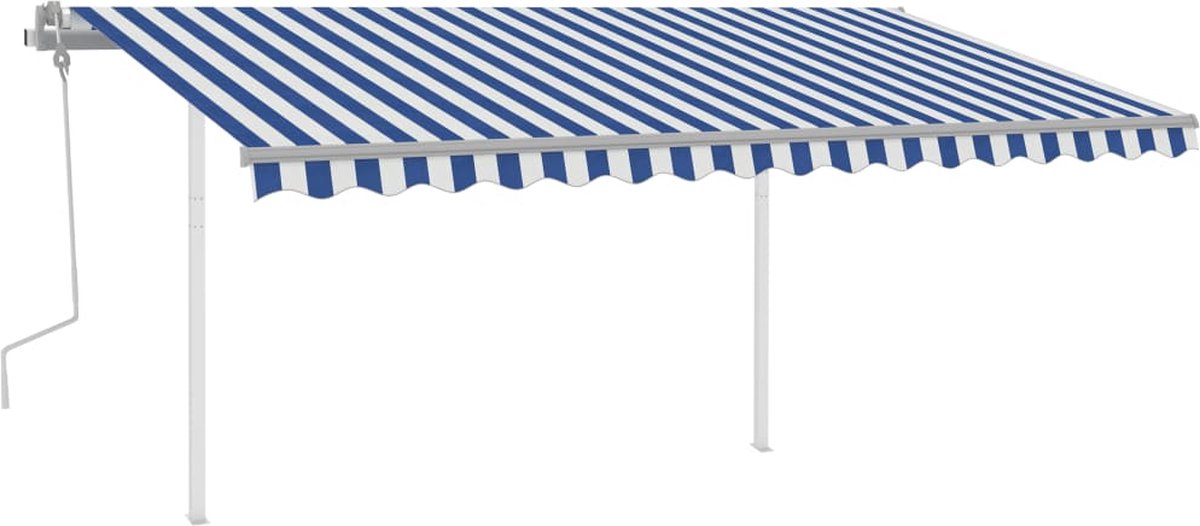 Vidaxl Luifel Handmatig Uittrekbaar Met Palen 4x3 M En - Blauw