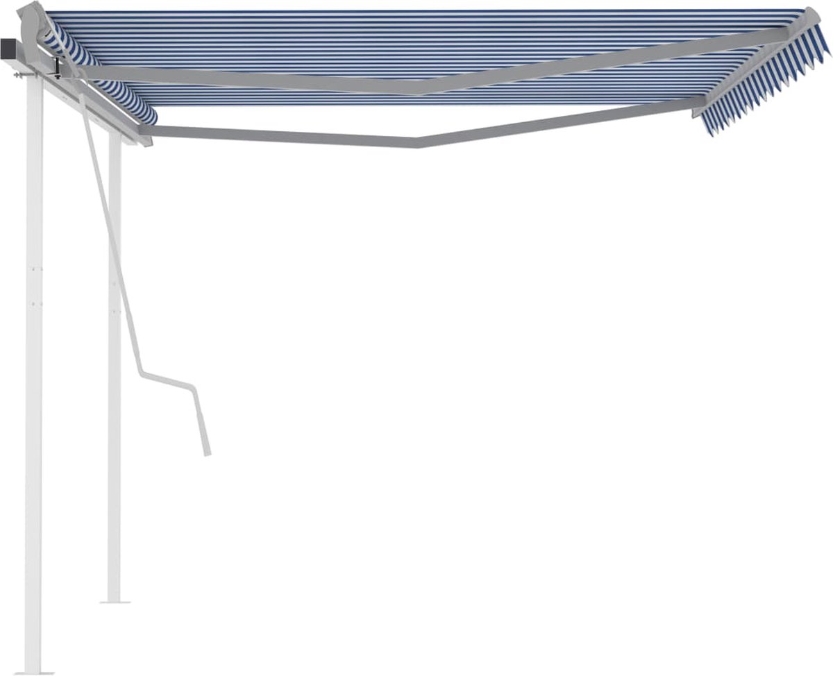 Vidaxl Luifel Handmatig Uittrekbaar Met Palen 4x3 M En - Blauw