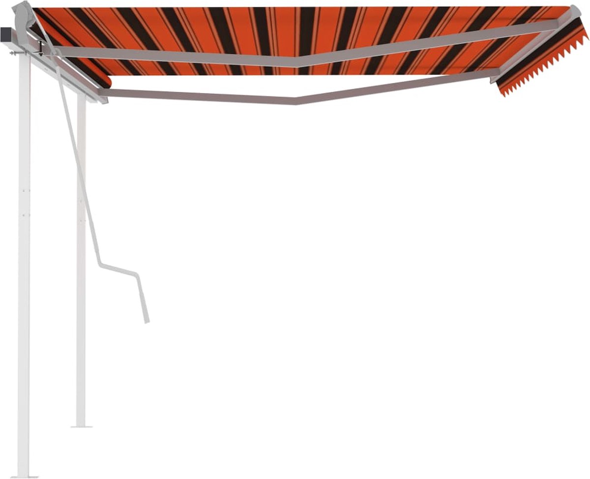 Vidaxl Luifel Handmatig Uittrekbaar Met Palen 4,5x3 M En - Oranje