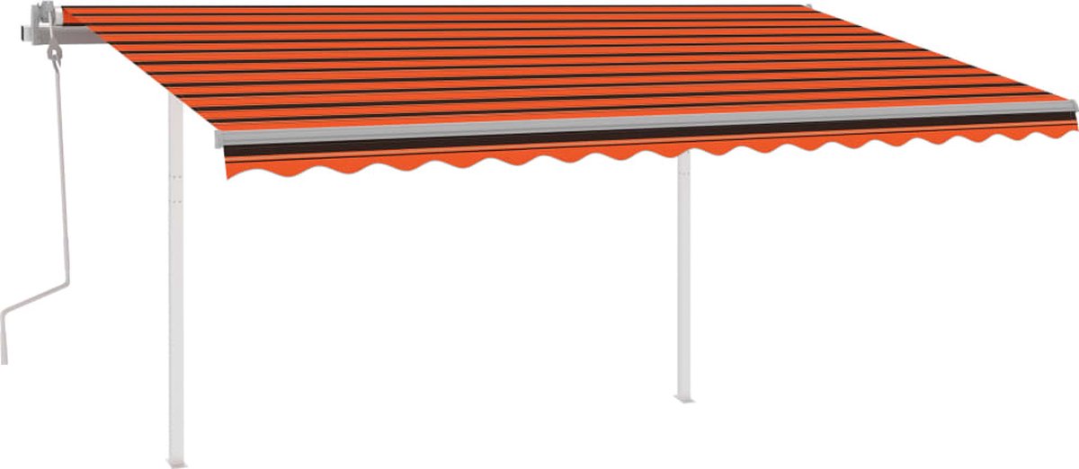Vidaxl Luifel Handmatig Uittrekbaar Met Palen 4,5x3 M En - Oranje