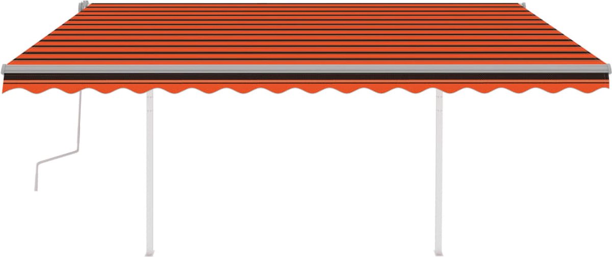 Vidaxl Luifel Handmatig Uittrekbaar Met Palen 4,5x3 M En - Oranje