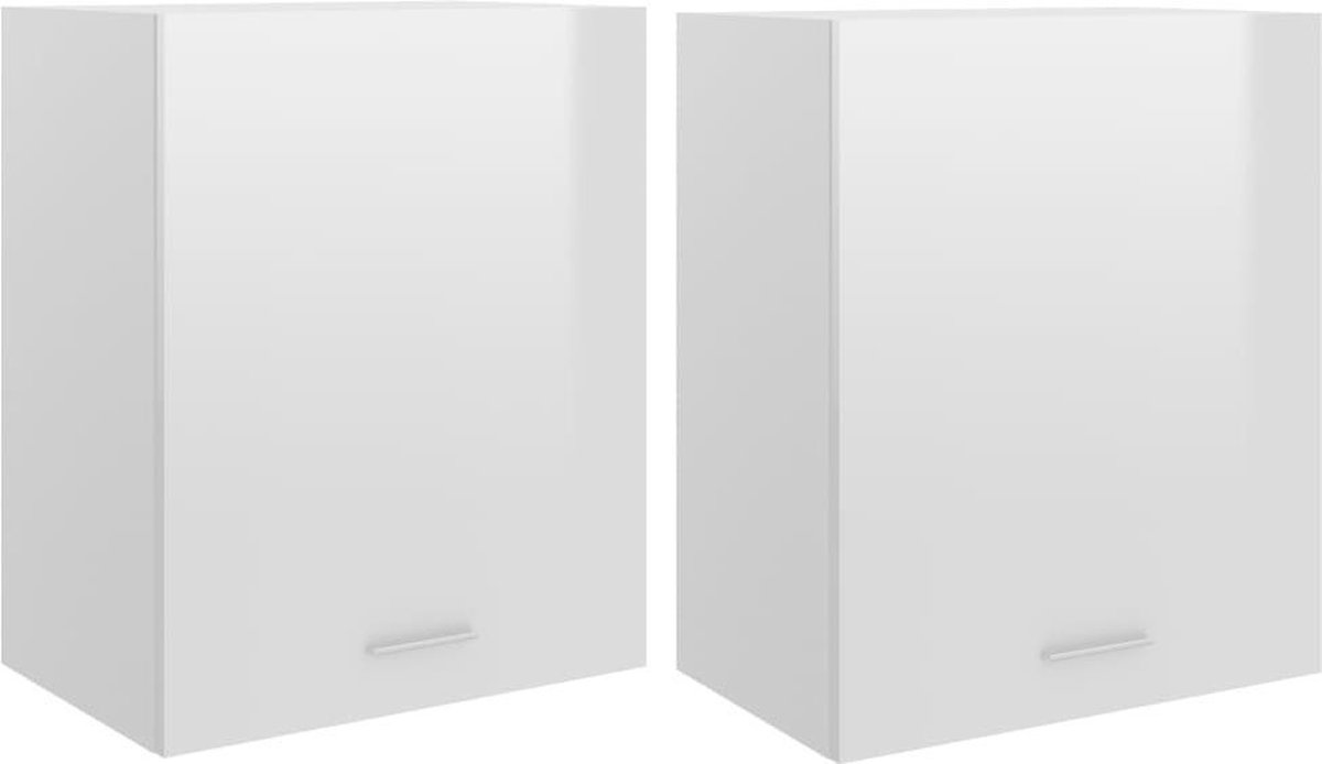 Vidaxl Hangkasten 2 St 50x31x60 Cm Spaanplaat Hoogglans - Wit