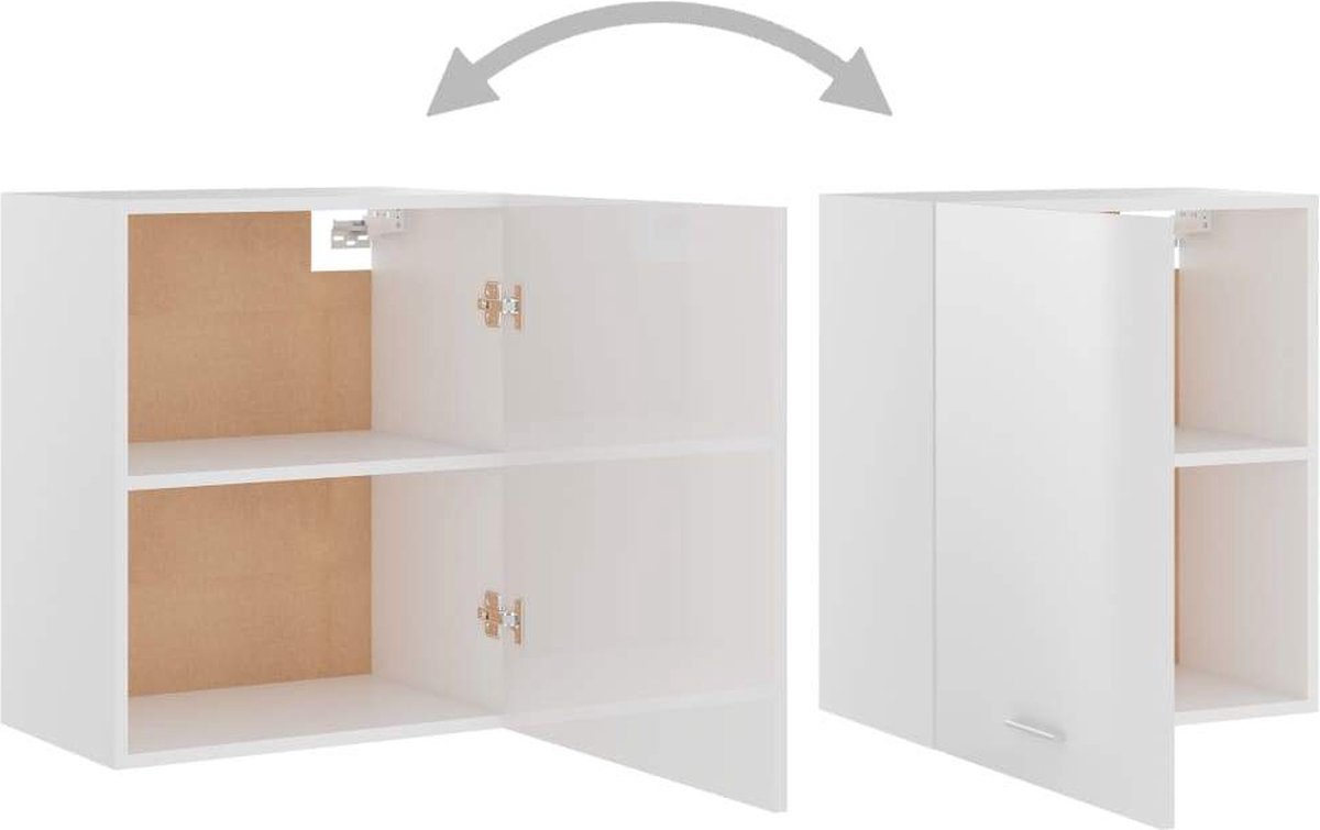 Vidaxl Hangkasten 2 St 50x31x60 Cm Spaanplaat Hoogglans - Wit