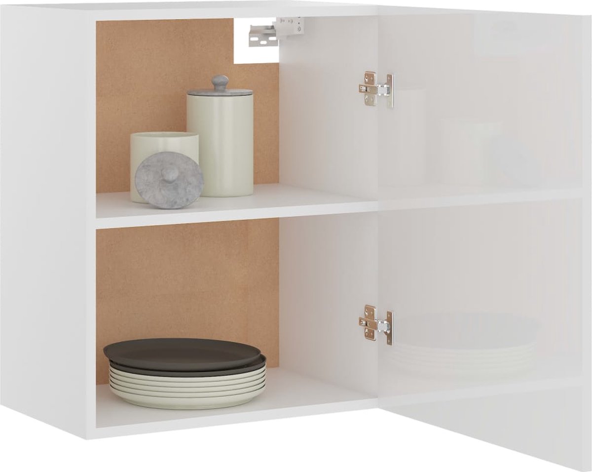 Vidaxl Hangkasten 2 St 50x31x60 Cm Spaanplaat Hoogglans - Wit