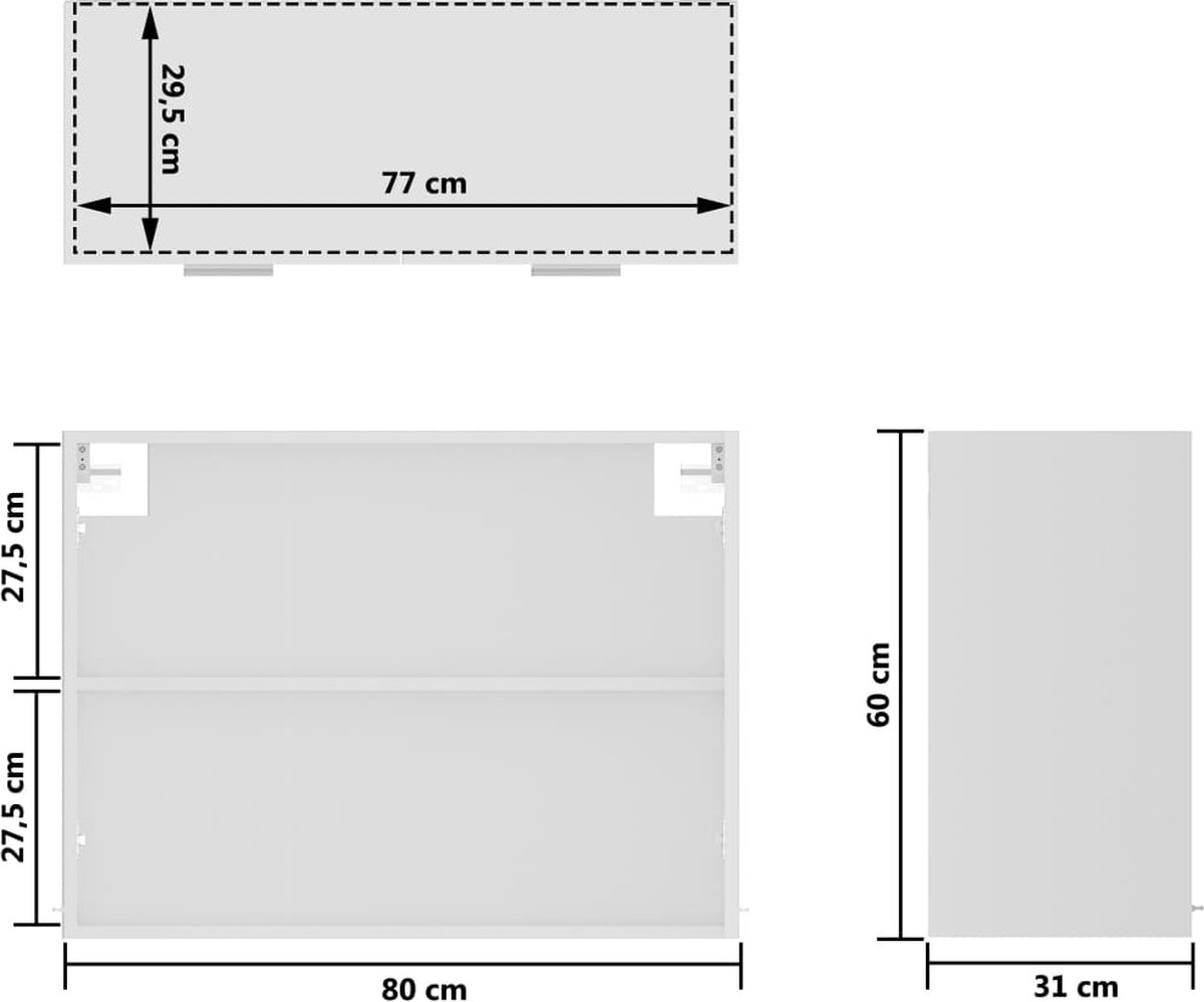 Vidaxl Hangkast 80x31x60 Cm Spaanplaat - Wit
