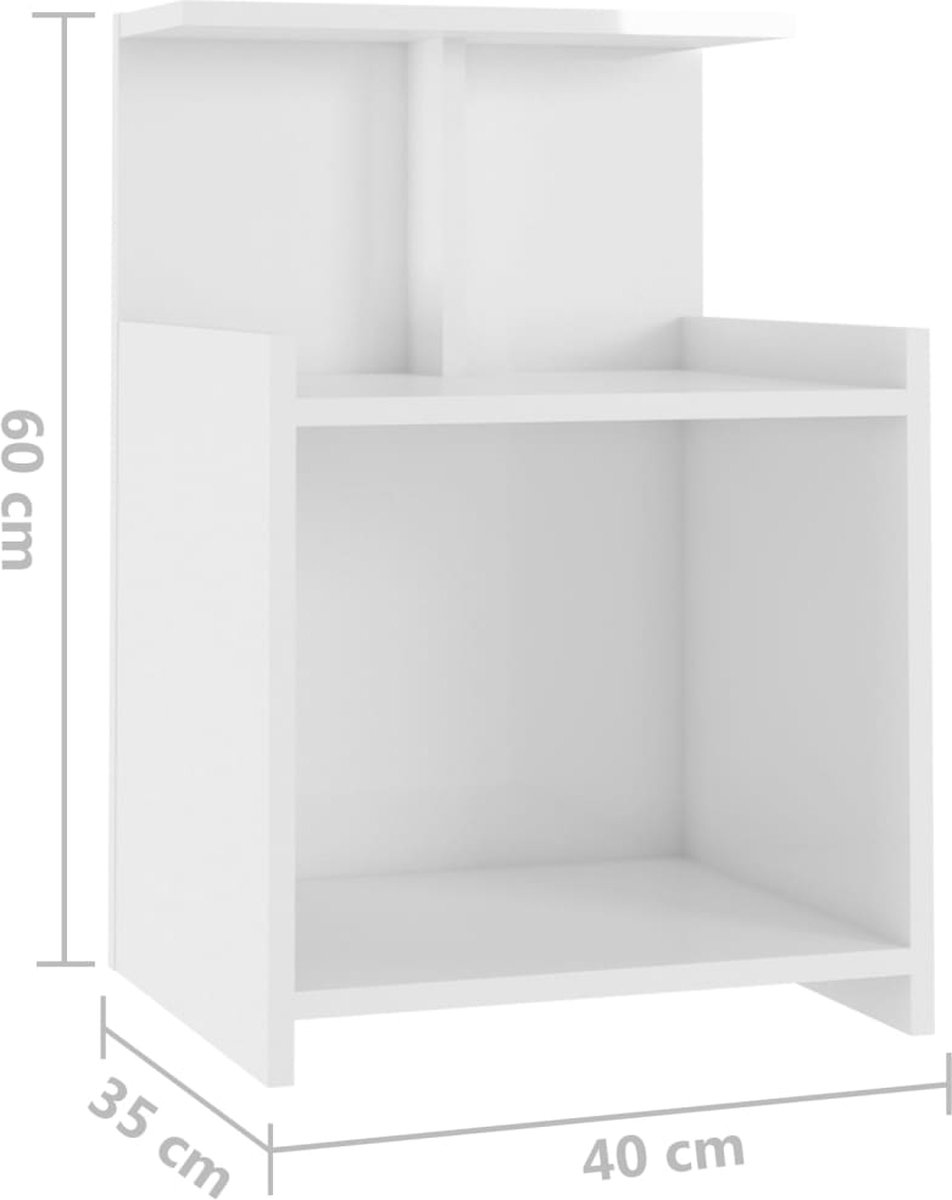 Vidaxl Nachtkastje 40x35x60 Cm Spaanplaat Hoogglans Wit