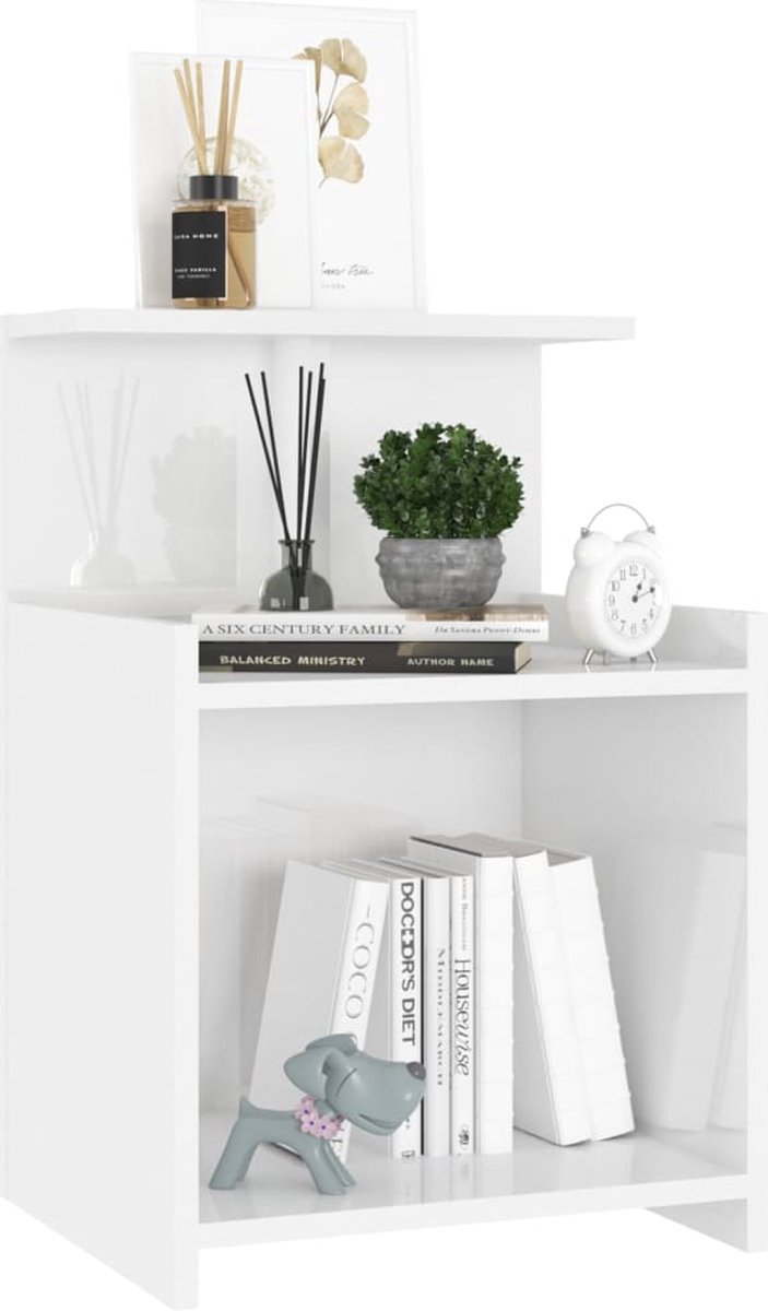 Vidaxl Nachtkastje 40x35x60 Cm Spaanplaat Hoogglans Wit