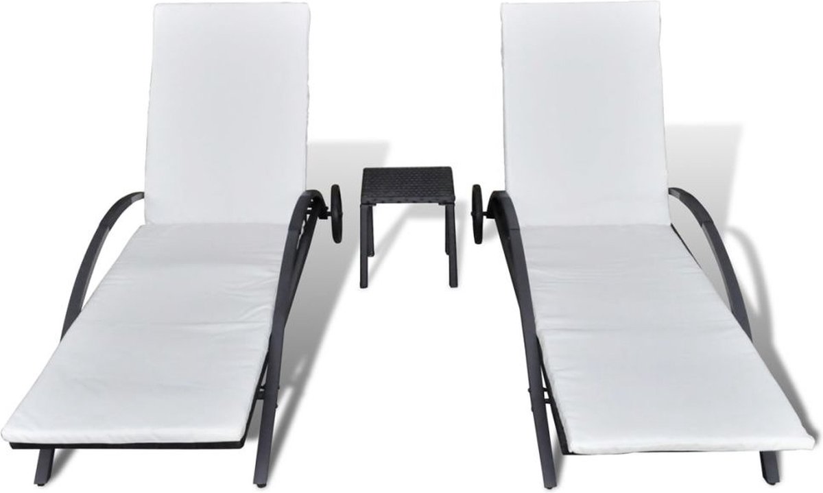 Vidaxl Ligbedden Met Tafel Poly Rattan - Zwart