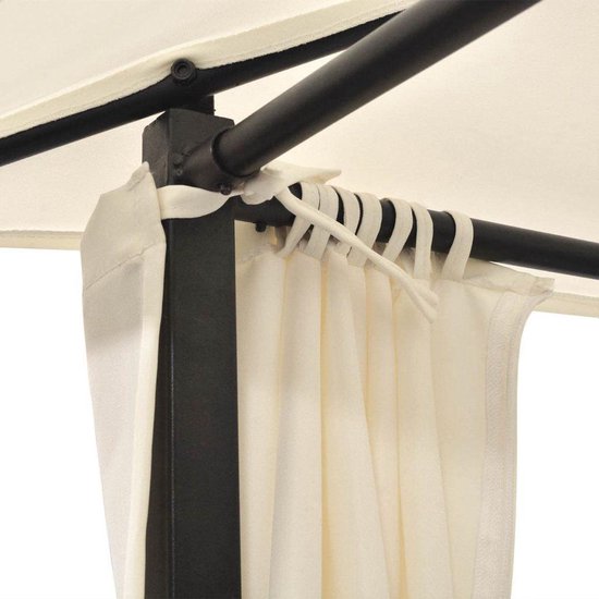 Vidaxl Ligbed Tweepersoons Met Gordijnen Poly Rattan - Bruin