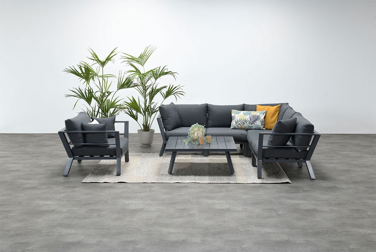 Garden Impressions Hiko Loungeset 5-delig - Donker - Grijs