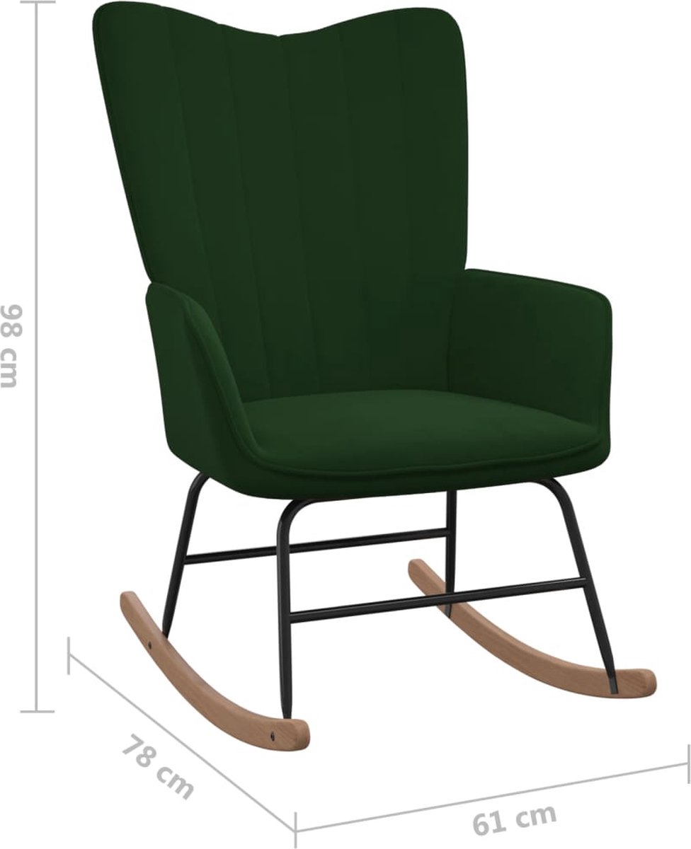 Vidaxl Schommelstoel Met Voetenbank Fluweel Donker - Groen
