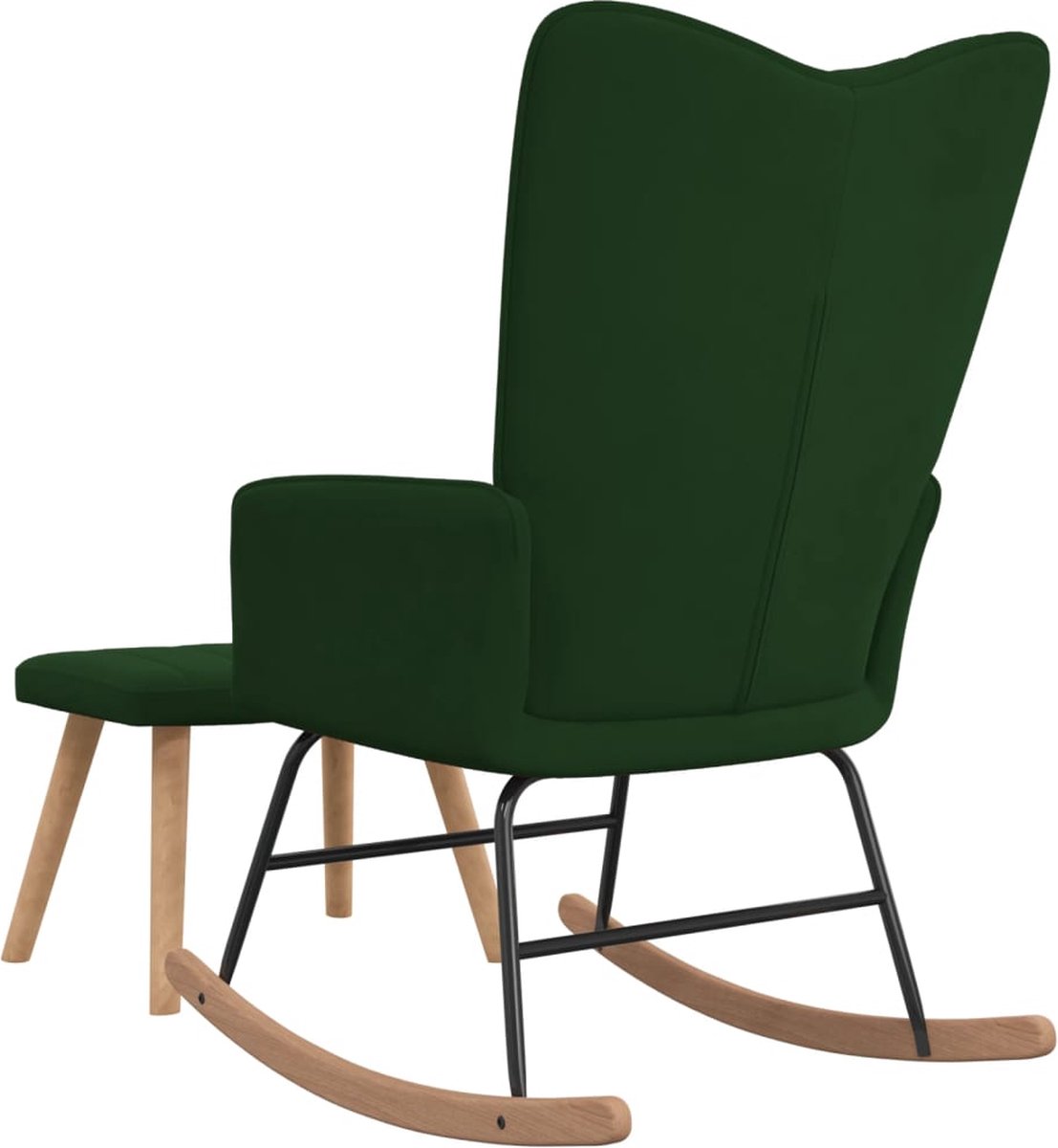 Vidaxl Schommelstoel Met Voetenbank Fluweel Donker - Groen