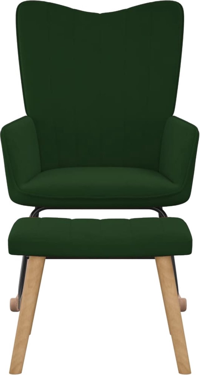 Vidaxl Schommelstoel Met Voetenbank Fluweel Donker - Groen