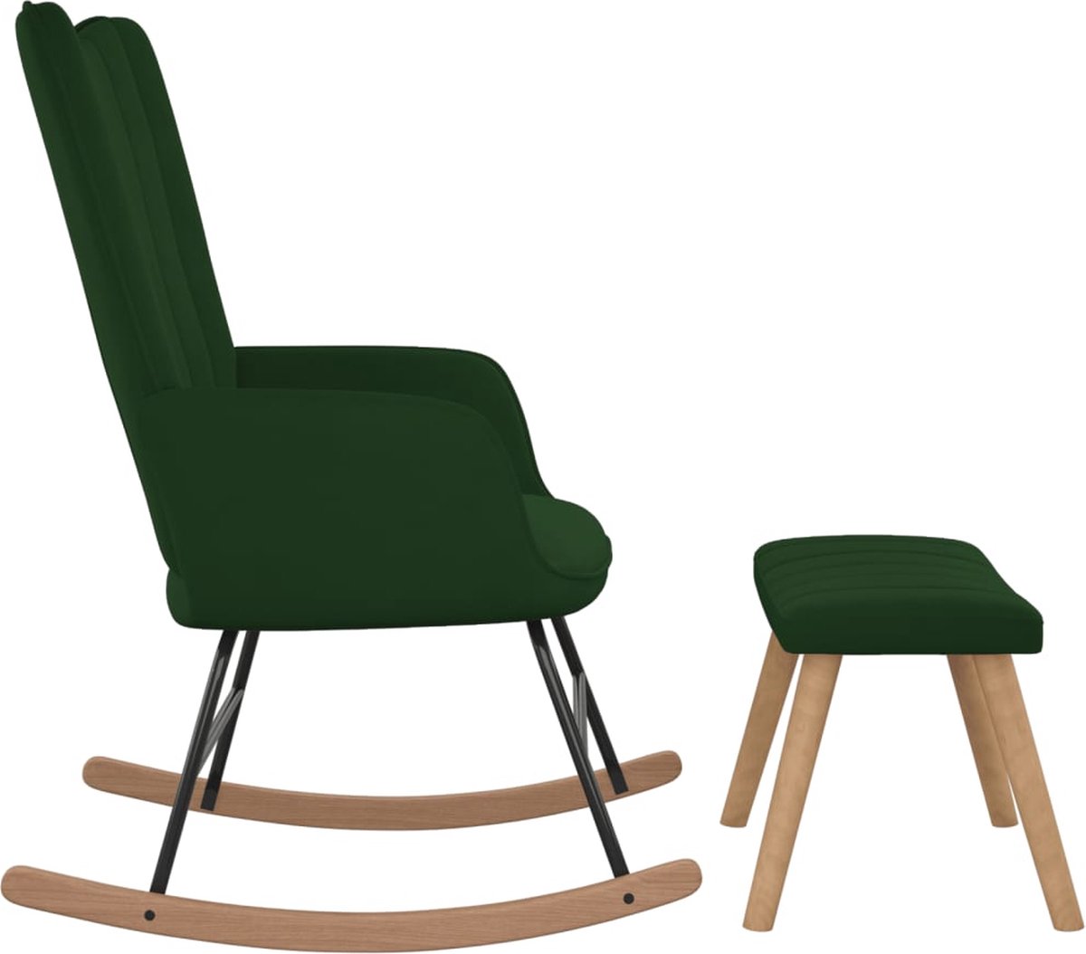 Vidaxl Schommelstoel Met Voetenbank Fluweel Donker - Groen