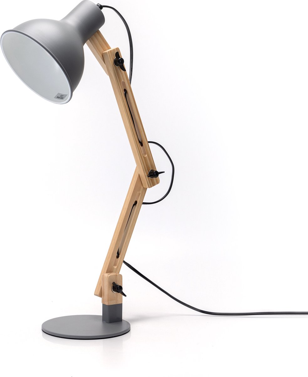 Aigostar 13as8 - Bureaulamp - Design Tafellamp - In Hoogte Verstelbaar En Kantelbaar - H455mm - E27 Fitting - Grijs