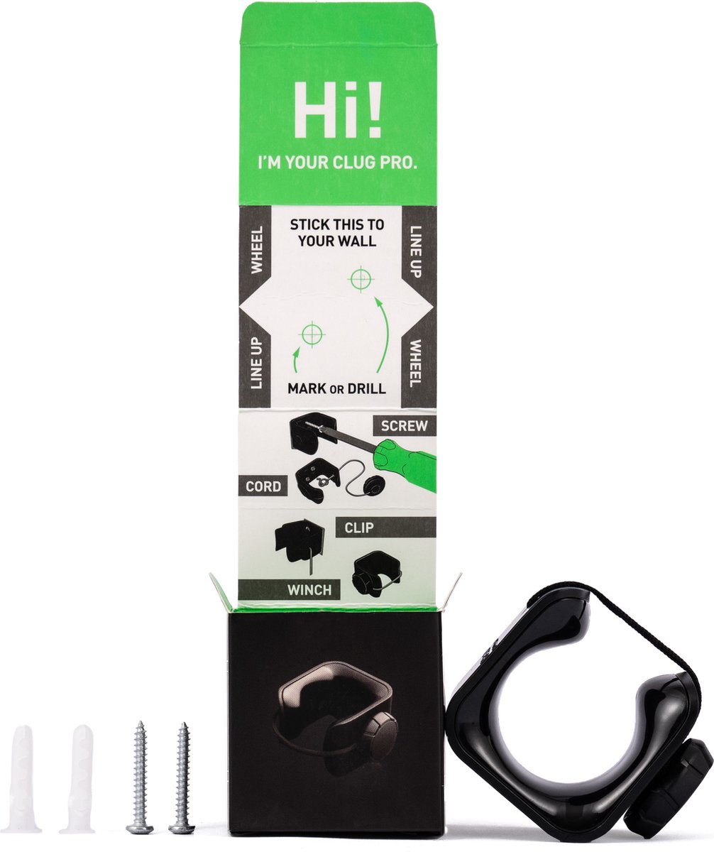 Clug Pro Hybrid Fiets Clip Voor De Muur - Zwart