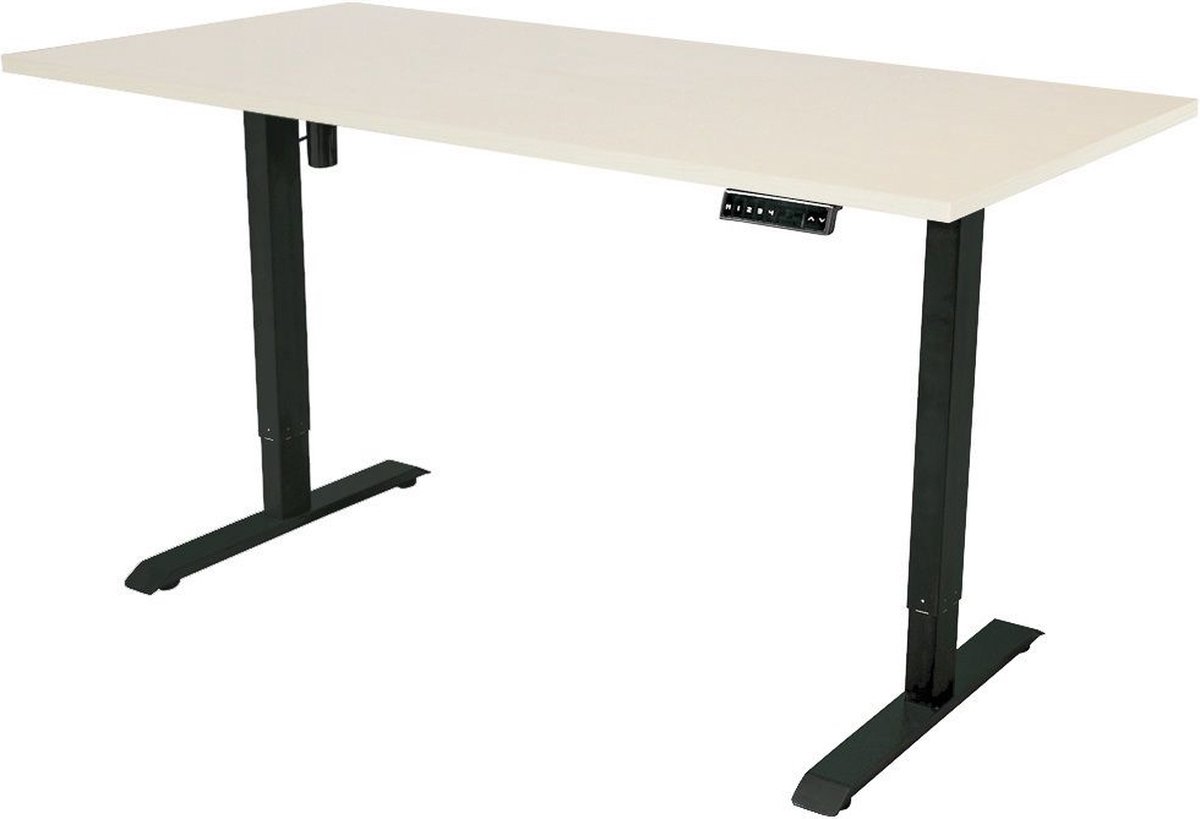 IVOL Elektrisch Verstelbaar Bureau - 160x80 Cm - Single Motor - / Licht Eiken - Zwart