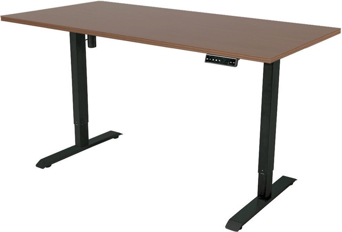 IVOL Elektrisch Verstelbaar Bureau - 160x80 Cm - Single Motor - / Donker Eiken - Zwart